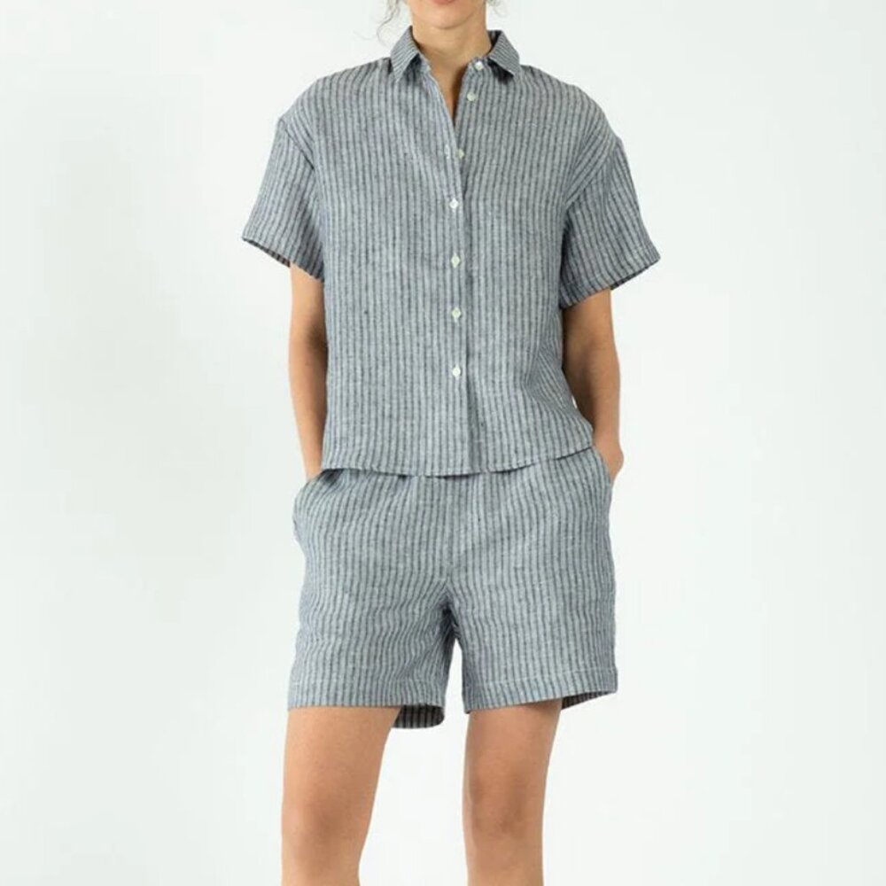 Neu Nomads Eileen Button Down Short Sleeve Linen … - image 3